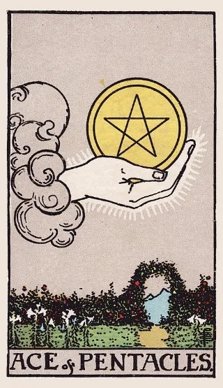 Ace of Pentacles tarot card, Rider–Waite–Smith deck