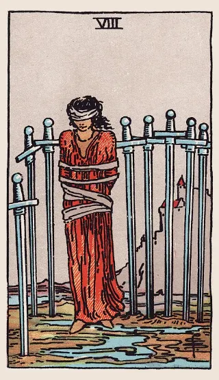 Eight of Swords tarot card, Rider–Waite–Smith deck