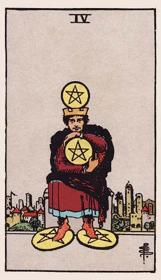 Four of Pentacles tarot card, Rider–Waite–Smith deck