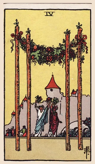 Four of Wands tarot card, Rider–Waite–Smith deck