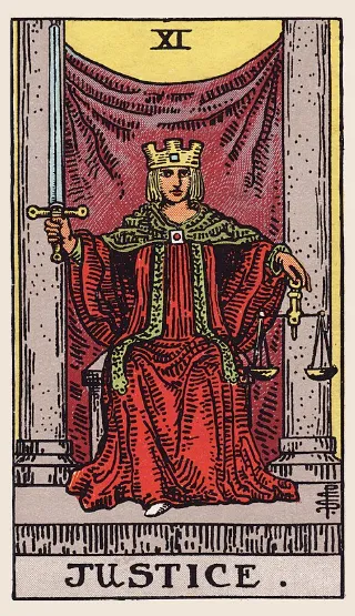 Justice tarot card, Rider–Waite–Smith deck