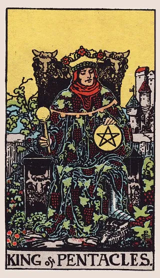 King of Pentacles tarot card, Rider–Waite–Smith deck