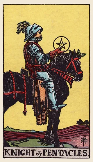 Knight of Pentacles tarot card, Rider–Waite–Smith deck