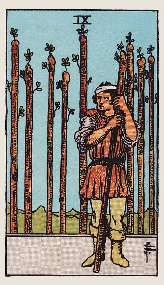 Nine of Wands tarot card, Rider–Waite–Smith deck