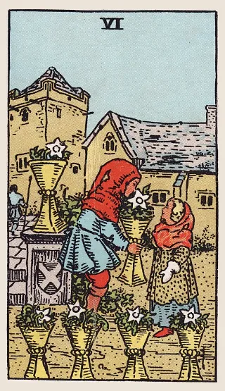 Six of Cups tarot card, Rider–Waite–Smith deck