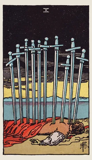 Ten of Swords tarot card, Rider–Waite–Smith deck