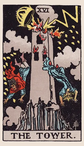 The Tower tarot card, Rider–Waite–Smith deck