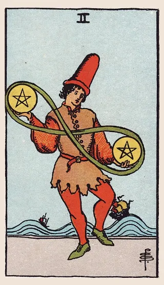 Two of Pentacles tarot card, Rider–Waite–Smith deck