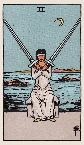 Two of Swords tarot card, Rider–Waite–Smith deck